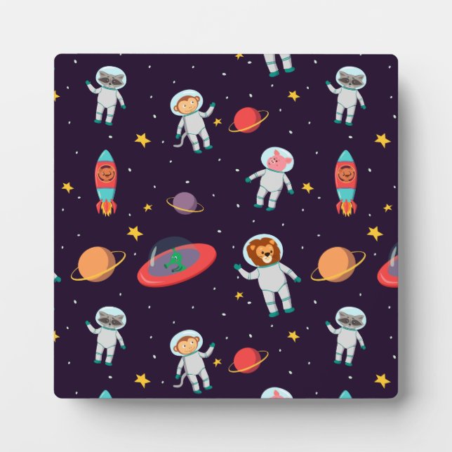 Plaque Photo Astronaut Animaux Dans Le Motif Spatial I (Devant)