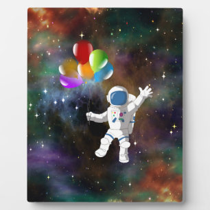 Plaque Photo Astronaut with Balloons