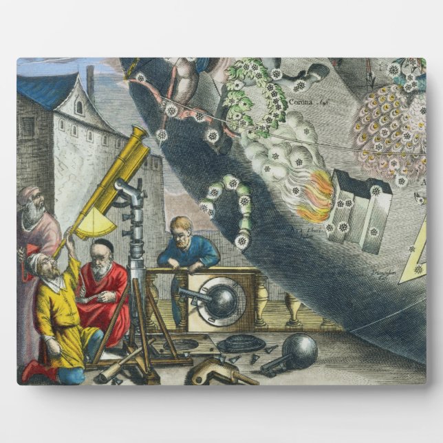 Plaque Photo Astronomers looking through a telescope, détail fr (Devant)