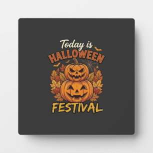 Plaque Photo Aujourd'hui est la fête d'Halloween Citrouilles Em