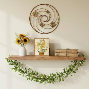 Plaque Photo Avec Dieu tournesols et papillon  