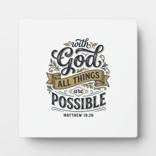 Plaque Photo Avec Dieu Toutes Choses Sont Possibles Vintage Chr