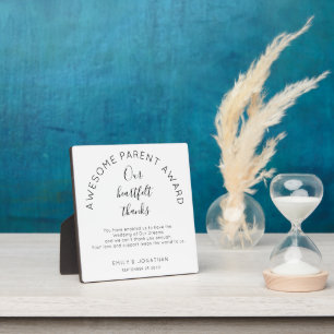Plaque Photo Awesome Parent Award Merci mariage blanc
