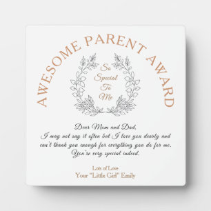 Plaque Photo Awesome Parent Award Typography Your Message Gift