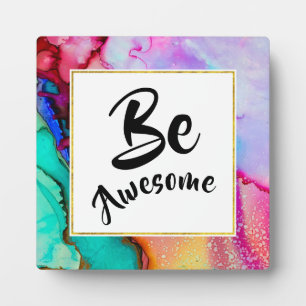 Plaque Photo Awesome rose et turquoise Aquarelle Abstraite