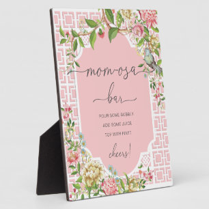 Plaque Photo Baby shower Chinoiserie rose - Symbole de la barre