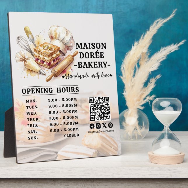 Plaque Photo Bakery Pastry Chef Baking Catering Opening Hours (Côté)