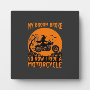 Plaque Photo Balai Casse Sorcière Halloween Moto Chauves-Souris