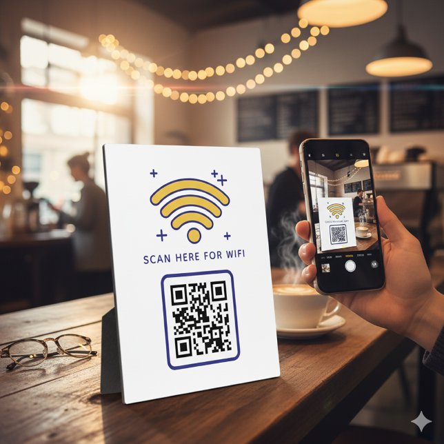 Plaque Photo Balayage de code QR Wifi pour connecter auto-adhés (Créateur téléchargé)