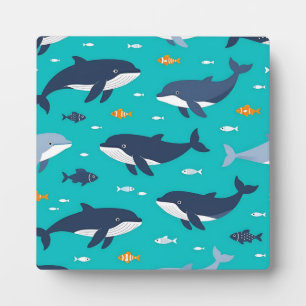 Plaque Photo Baleines dauphins motif océan