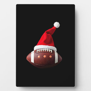 Plaque Photo Ballon de football américain de Noël avec chapeau