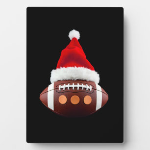 Plaque Photo Ballon de football américain de Noël avec chapeau