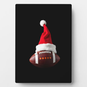 Plaque Photo Ballon de football américain de Noël avec chapeau 