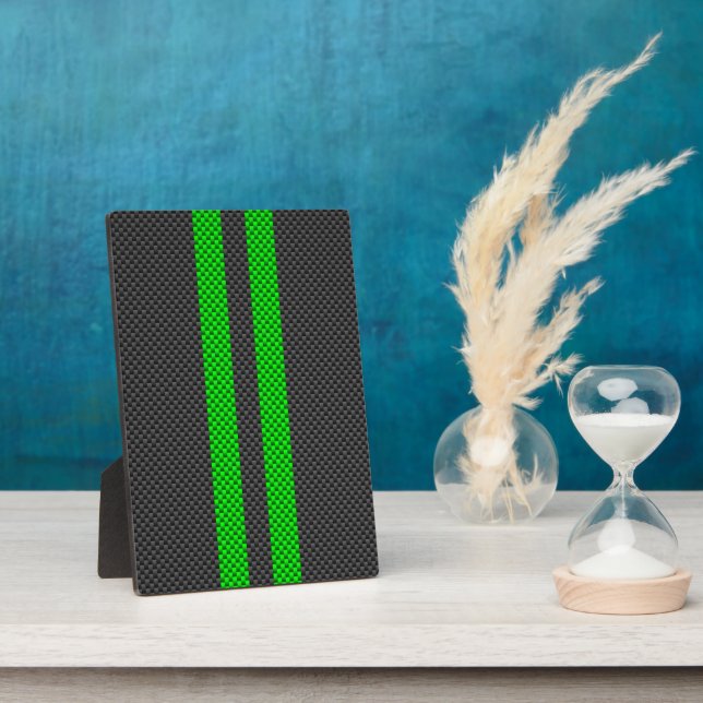 Plaque Photo Bandes de course Accent Green Carbon Fibre Style (Côté)
