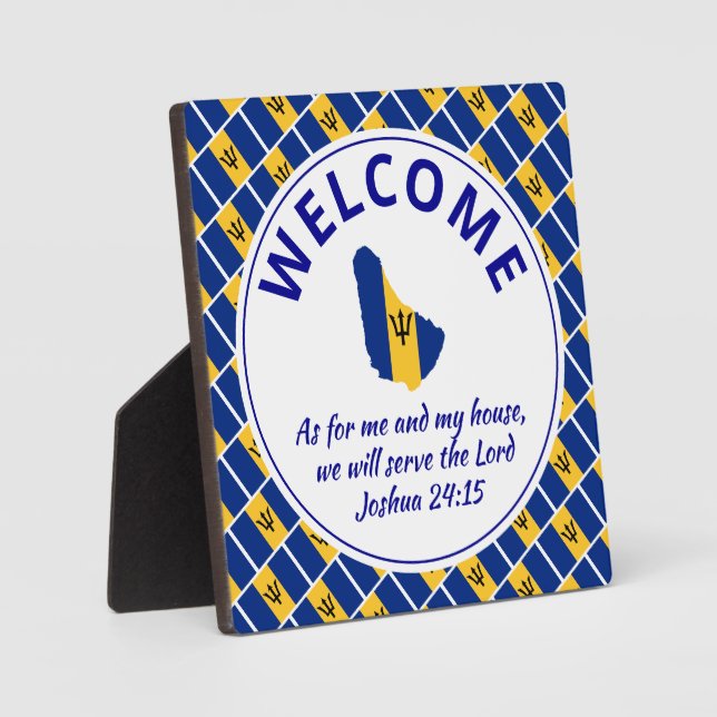 Plaque Photo BARBADOS FLAG Christian Welcome (Recto)