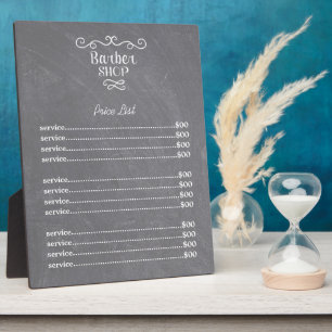 Plaque Photo Barbier en damier vintage magasin tourbillons blan