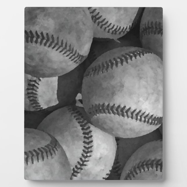 Plaque Photo Baseball noir et blanc (Devant)