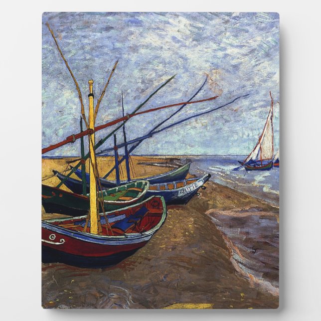 Plaque Photo Bateaux de pêche sur la plage (Devant)