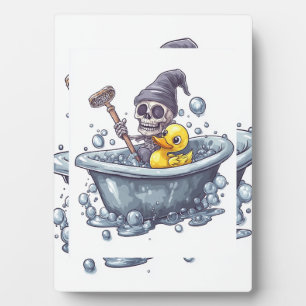 Plaque Photo Bath Time Bones � Crâne drôle mignon dans la baign