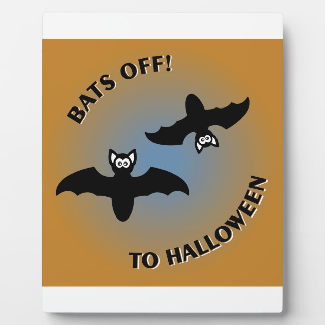 Plaque Photo Bats d'Halloween bleu orange (Devant)