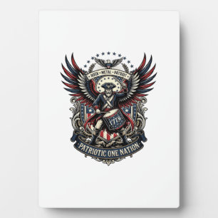 Plaque Photo Batteur Patriotique De Rock Metal Musique Liberté 