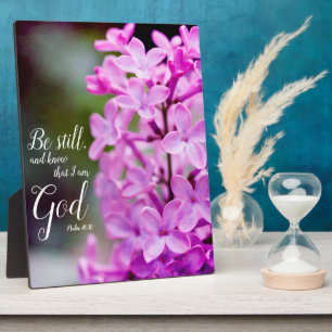 Plaque Photo Be Still Psaum 46:10 Fleurs Lilac Violettes