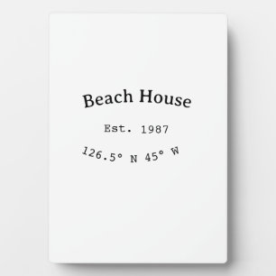 Plaque Photo Beach house et. Date année coordonnées personnalis