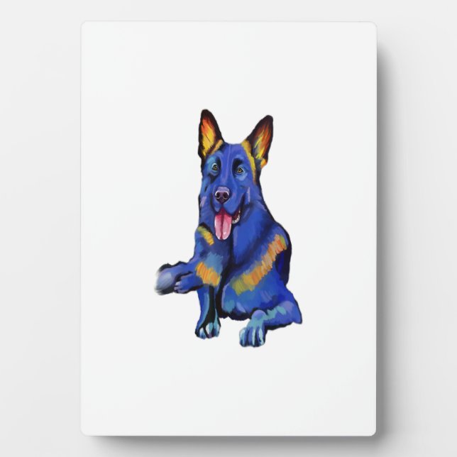 Plaque Photo Beau Berger Allemand - Chien mignon Posé (Devant)