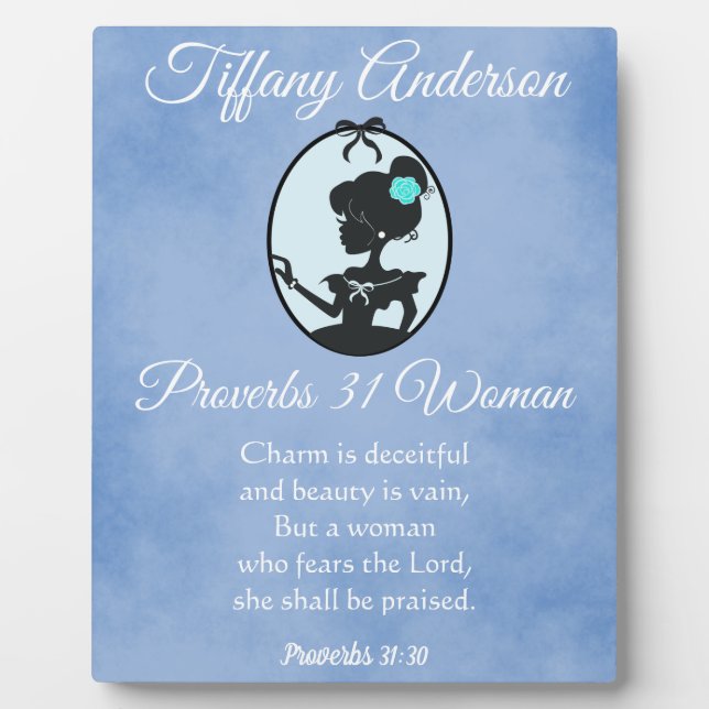 Plaque Photo Beau Bleu Proverbes 31 Femme Silhouette (Devant)