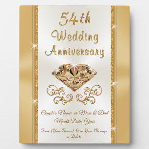 Plaque Photo Beau cadeau personnalisé 54e anniversaire Mariage