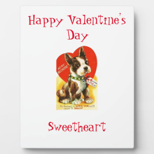 Plaque Photo Beau chiot vintage de Valentine Boston Terrier
