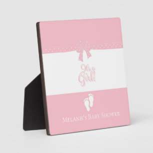 Plaque Photo Bébé Fille Rose Bows & Little Feet Custom