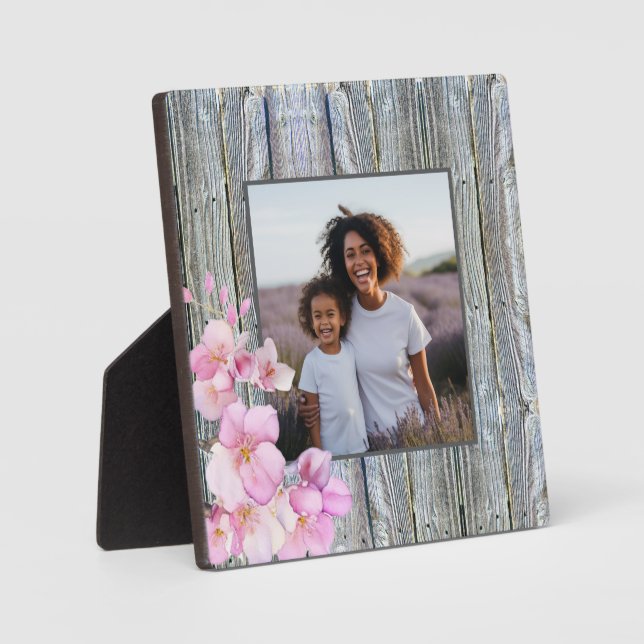 Plaque Photo Belle aquarelle rose cerisier fleurs photo (Recto)