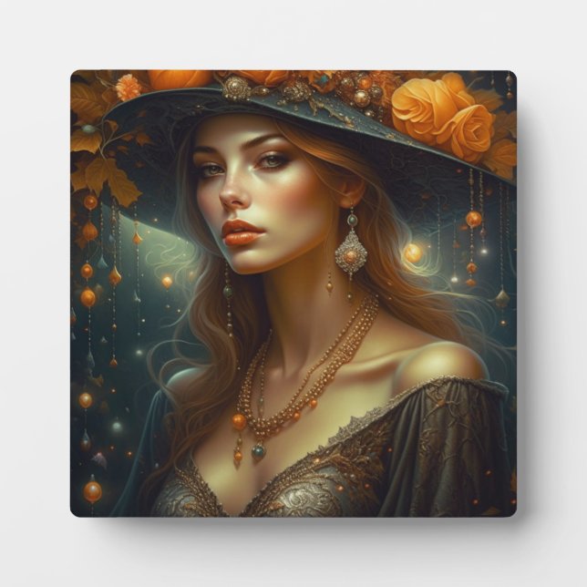 Plaque Photo Belle femme en Casquette Ethereal Ai Art (Devant)