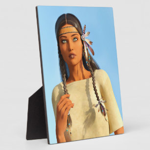 Plaque Photo Belle femme native américaine tenue indigène
