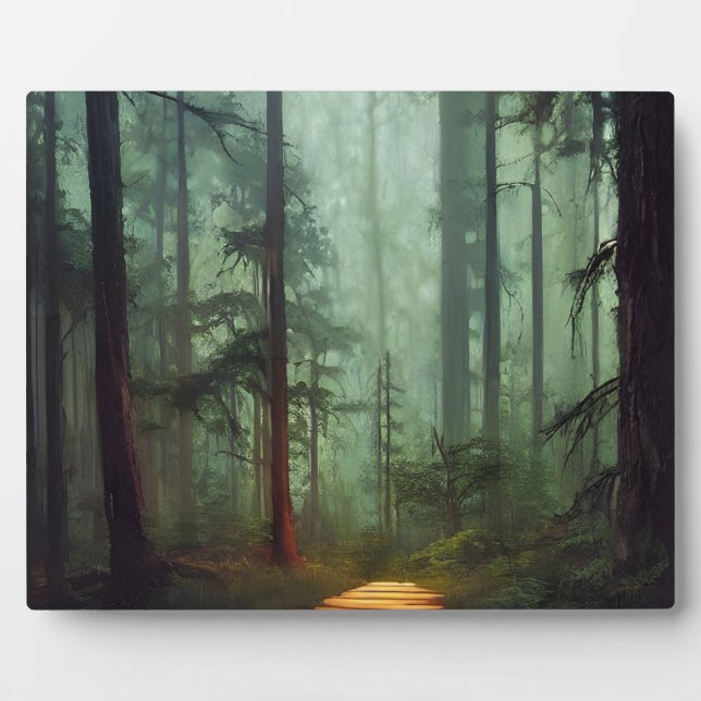 Plaque Photo Belle Forêt Chemin Digital Artwork Tabletop (Devant)
