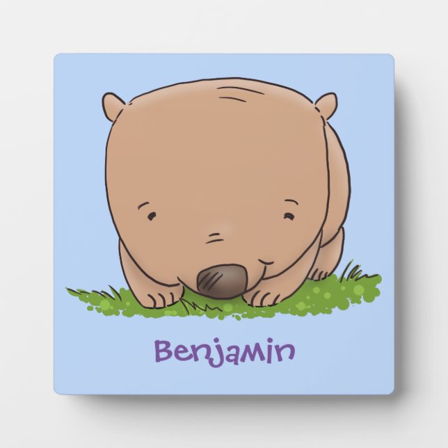 Plaque Photo Belle illustration de dessin animé de bébé wombat (Devant)
