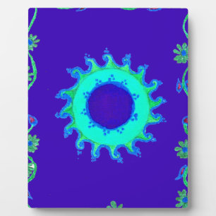 Plaque Photo Belle Iridescente Blue Floral Art peinture à l'hui