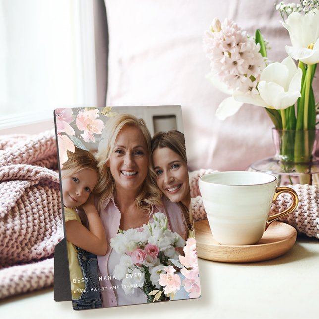 Plaque Photo Belle photo florale Meilleur Nana jamais Blush (Créateur téléchargé)