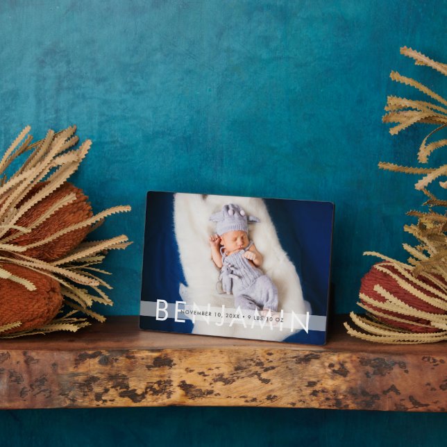 Plaque Photo Belles statistiques de bébé avec nom (Côté)