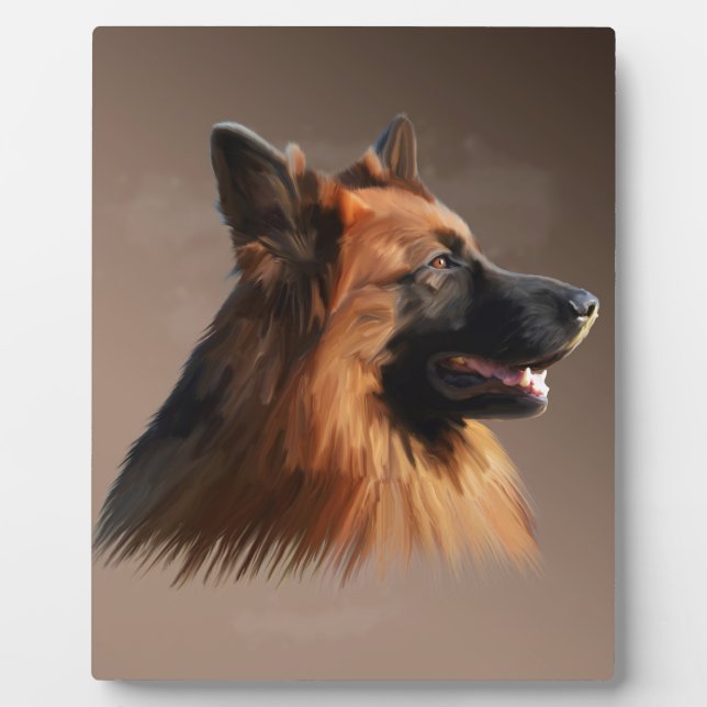 Plaque Photo Berger allemand Aquarelle de chien Portrait d'art (Devant)
