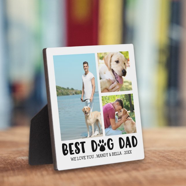 Plaque Photo BEST CHIEN DAD Empreinte de patte 3 Photo Collage (Créateur téléchargé)