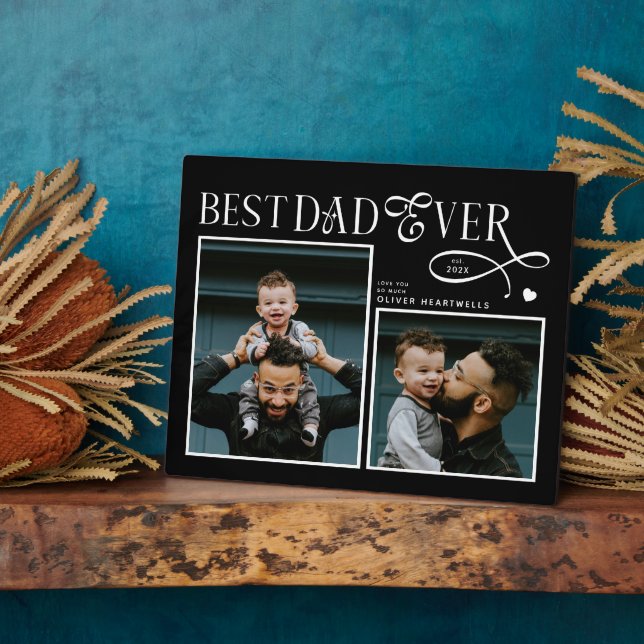 Plaque Photo  Best Dad Ever 2 Photos Heart Fathers Day Gifts (Côté)