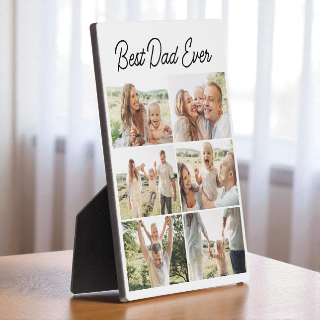 Plaque Photo Best Dad Ever Custom 6 Photo Collage (Créateur téléchargé)