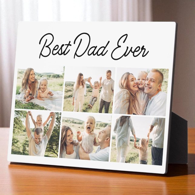 Plaque Photo  Best Dad Ever Custom 6 Photo Collage Modern (Créateur téléchargé)