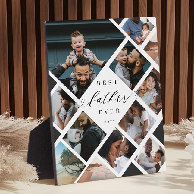 Plaque Photo Best Father Ever Modern Photo Collage Keepsake (Best Father Ever Modern Photo Collage Keepsake Plaque)