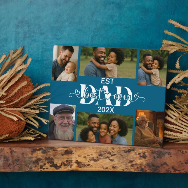 Plaque Photo Best Father Ever – Personalized Photo Collage  (Côté)