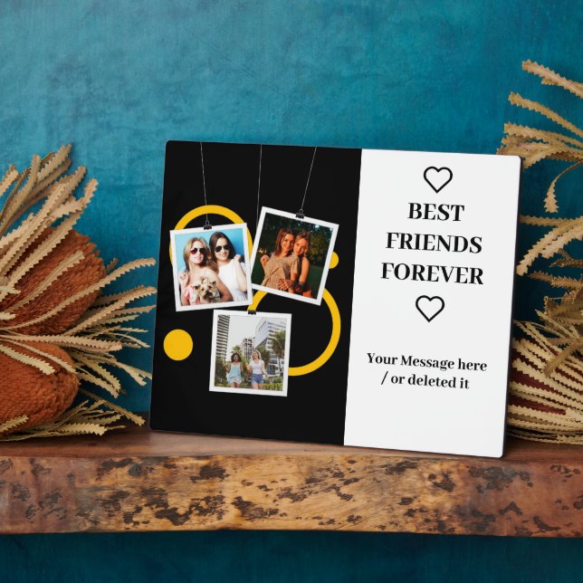 Plaque Photo Best Friend Forever, personnalisation 3 Photo Coll (Côté)