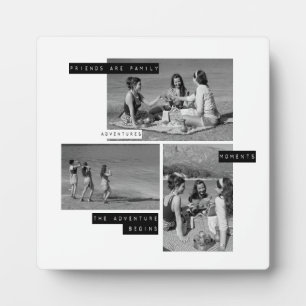 Plaque Photo Best Friends 3 Photos Collage Moderne Noir & Blanc