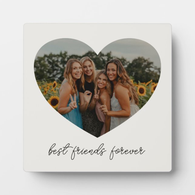 Plaque Photo Best Friends Forever BFF Custom Heart Photo Blanc (Devant)